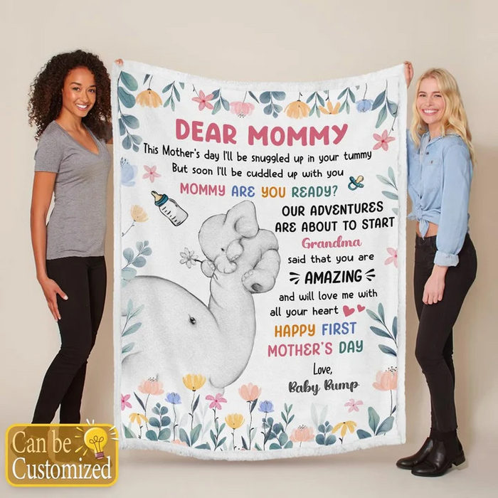Personalized Blanket For New Mom Elephant Our Adventures Are About To Start Custom Name Gifts For First Mothers Day