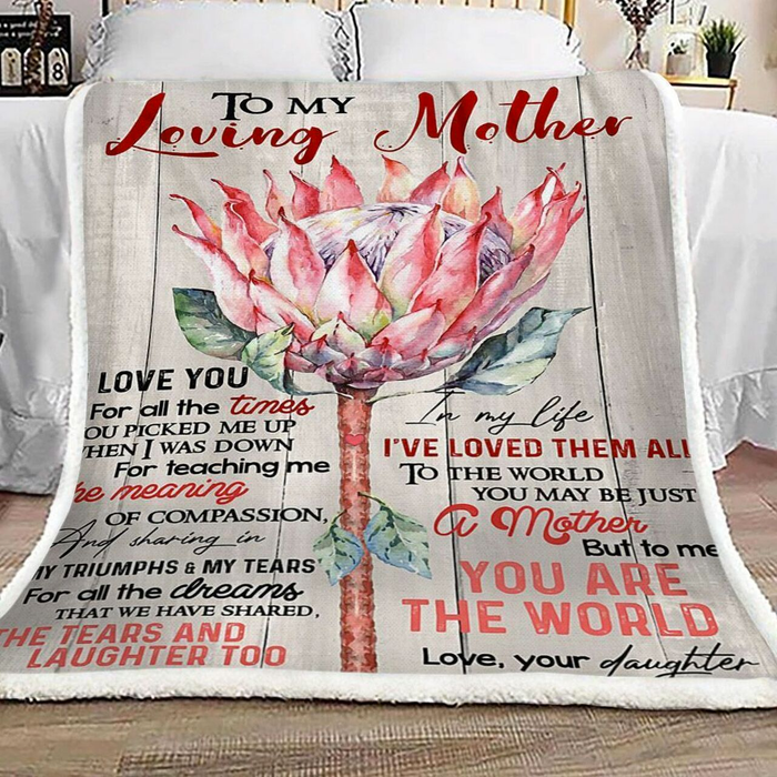 Personalized Rustic Blanket To My Loving Mother King Protea Printed Custom Name Blanket For Mothers Day