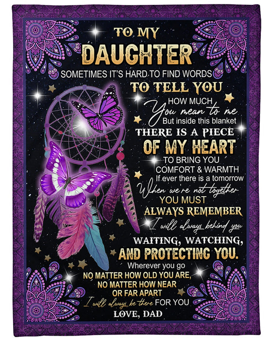 Personalized Blanket To My Daughter Dreamcatcher & Butterfly Print Mandala Style Galaxy Background Custom Name