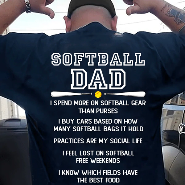 Personalized T-Shirt For Softball Lovers Dad Practices Are My Social Life Ball & Bar Print Father's Day Shirt