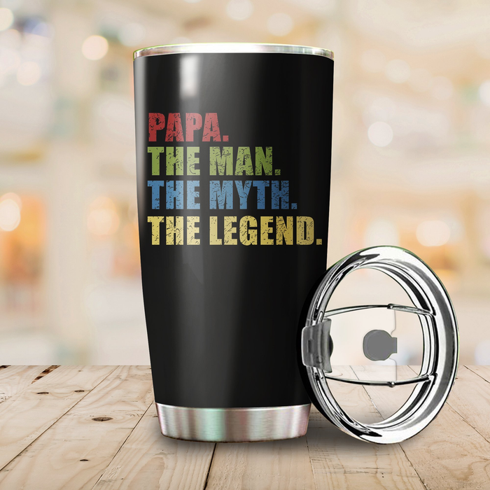 Personalized Tumbler For Grandpa From Grandkids Papa The Man The Myth The Legend Custom Name Travel Cup Birthday Gifts
