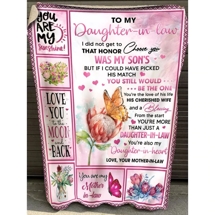 Personalized To Daughter In Law Blanket Pink Protea Honor Choose You Was My Son Custom Name Gifts For Christmas Birthday