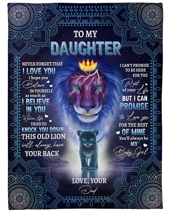 Personalized To My Daughter Blanket From Parents Mandala Lion Diadem Believe In You Custom Name Gifts For Christmas