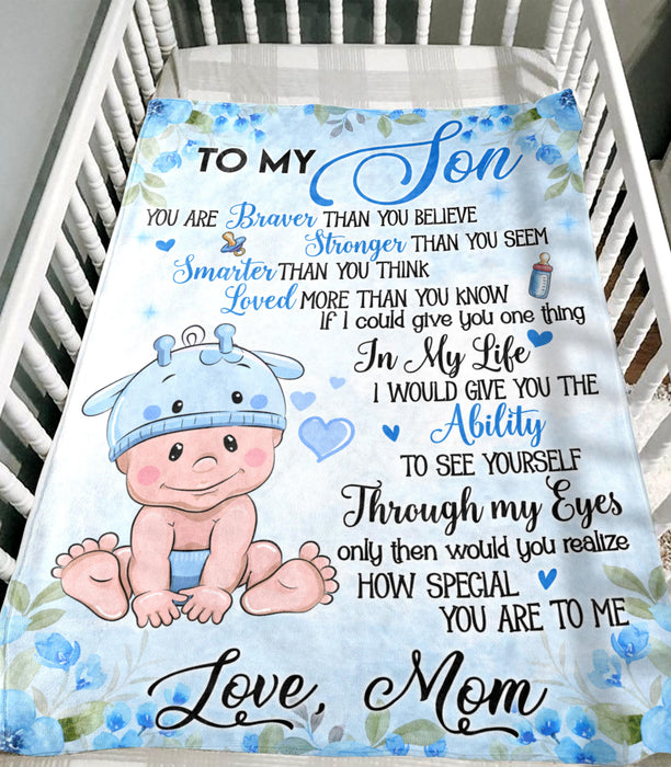 Personalized To My Son Blanket From Mom You Are Loved More Than You Know Lovely Baby Printed Custom Name