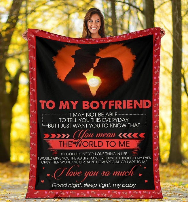Personalized To My Boyfriend Fleece Sherpa Blanket From Girlfriend I Love You So Much Couple On The Sunset Custom Name