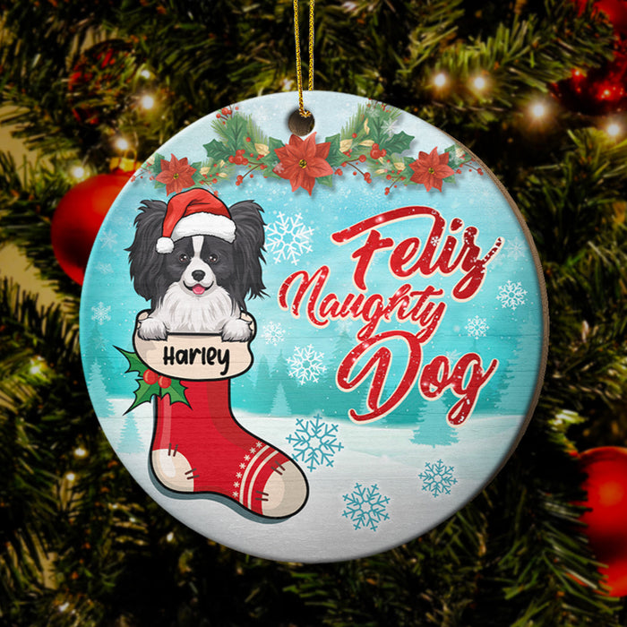 Personalized Ornament For Dog Lovers Santa Define Naughty Stocking Snowflakes Custom Name Tree Hanging Christmas Gifts