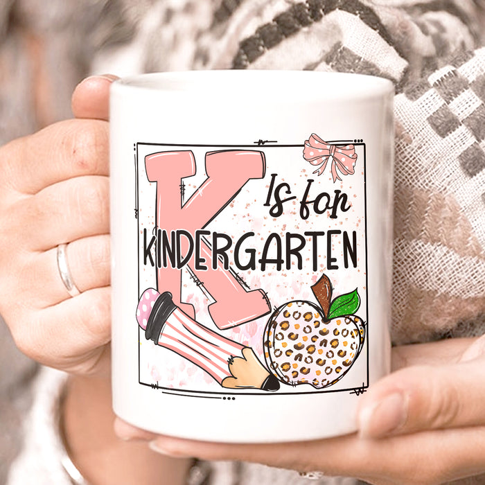 Personalized Ceramic Coffee Mug For Teacher K Is For Funny Design Custom Grade Level 11 15oz Back To School Cup