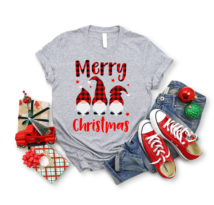 Classic Unisex T-Shirt For Xmas Gnomes Red Black Plaid Design With Star Merry Christmas Shirts For Men Women