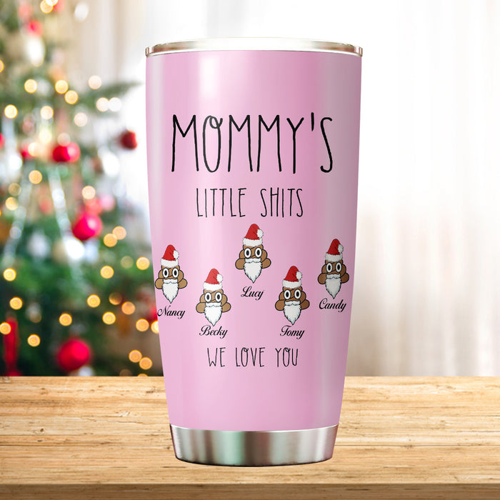 Personalized Tumbler To Mommy Little Shits Red Caps Cute Gifts Ideas For Mom Custom Name Travel Cup For Christmas