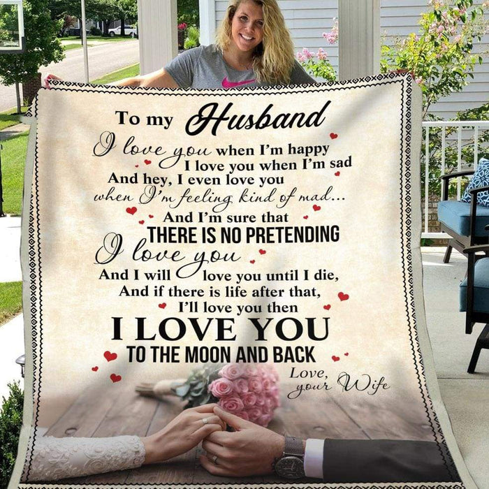 Personalized Wedding Blanket To My Husband I Love You When I'M Happy Hand In Hand Blanket For Valentines Custom Name