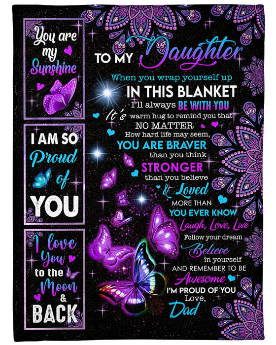 Personalized To My Daughter Blanket From Parents Mandala Colorful Butterflies Proud Of You Custom Name Christmas Gifts