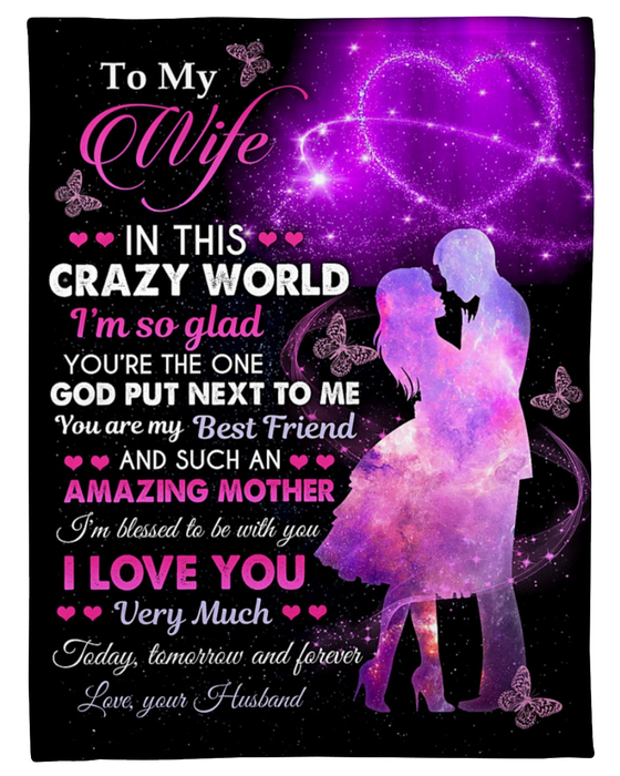 Personalized To My Wife Blanket From Husband I Love You Today Tomorrow And Forever Romantic Couple & Butterfly Printed