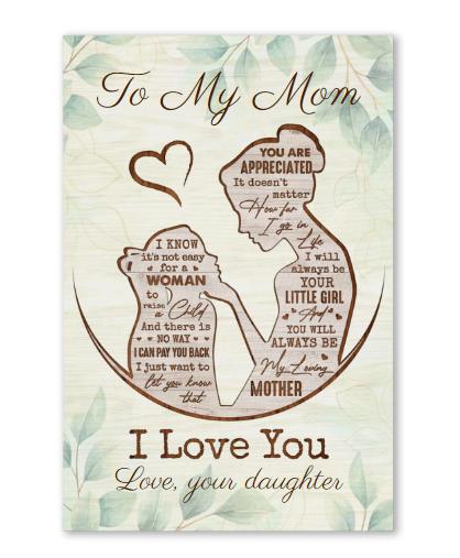 Personalized Canvas Wall Art For Mom From Daughter Silhouette I Always Be Your Girl Custom Name Poster Prints Home Decor