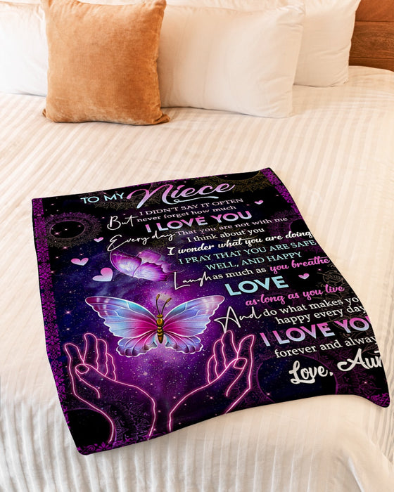 Personalized To My Niece Blanket From Aunt Uncle I Love You Forever And Always Butterflies Custom Name Birthday Gifts