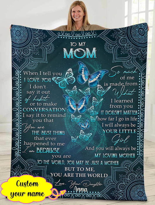 Personalized To My Mom Blanket For Mothers Day Mandala Butterfly Printed Fleece Blanket Custom Name