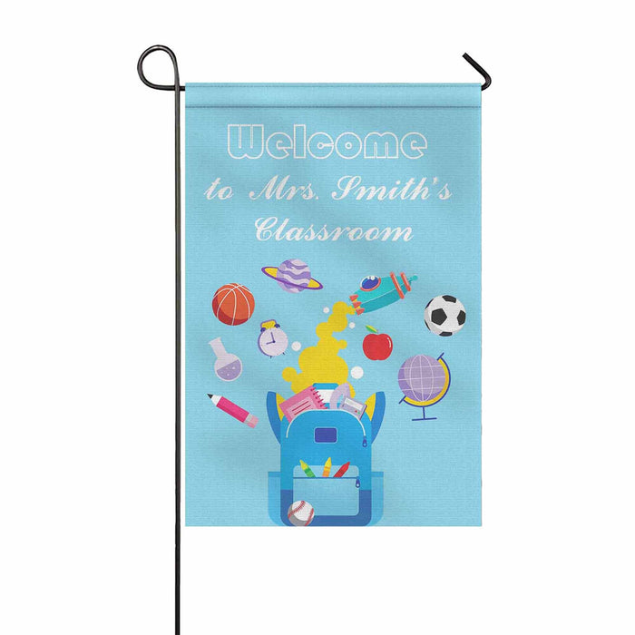 Personalized Back To School Flag Gifts For Teacher School Supplies Blue Theme Custom Name Door Entry Sign Flag