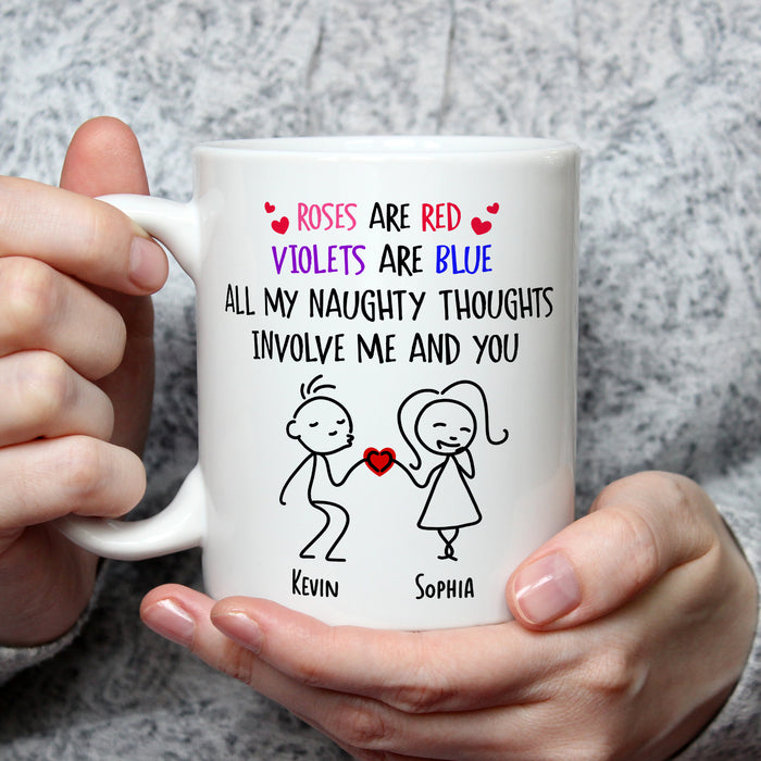 Personalized Romantic Mug For Couple All My Naughty Thoughts Funny Couple Custom Name 11 15oz Ceramic Coffee Cup
