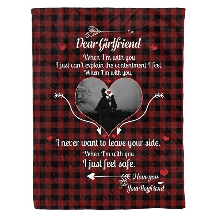 Personalized Red Buffalo Plaid Blanket To My Girlfriend From Boyfriend When I'M With You Couple Together Heart Printed