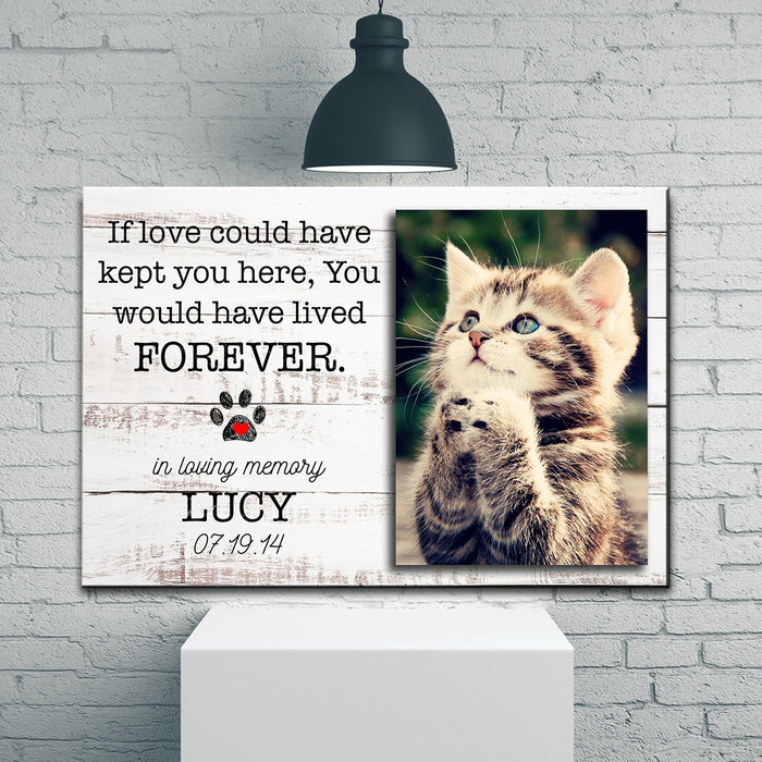 Personalized Memorial Gifts Canvas Wall Art For Loss Of Cat Dog If Love Could Have Kept You Here Custom Name & Photo