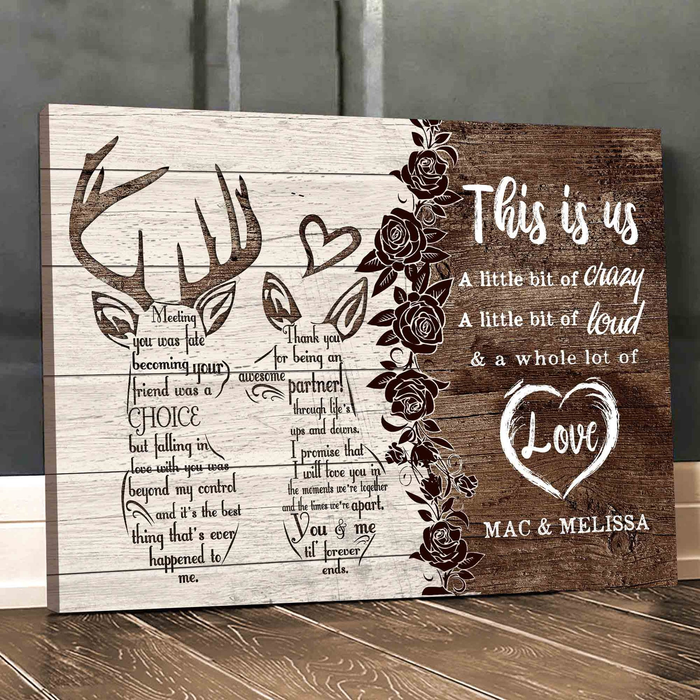 Personalized Canvas Wall Art For Couples Deer Hunting Little Bit Loud Crazy Custom Name Poster Prints Anniversary Gifts