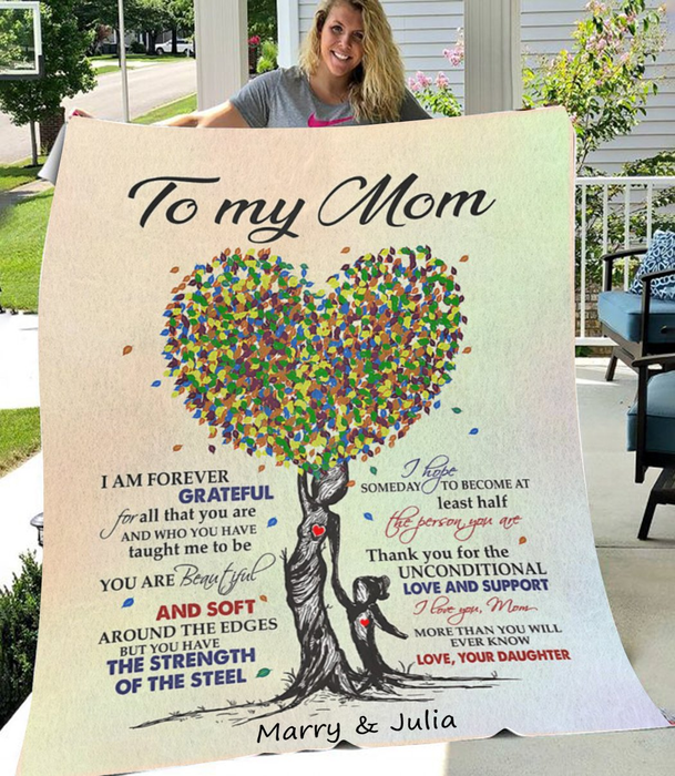 Personalized To My Mom Blanket From Daughter I Am Forever Grateful Heart Tree Mom & Baby Printed Custom Name