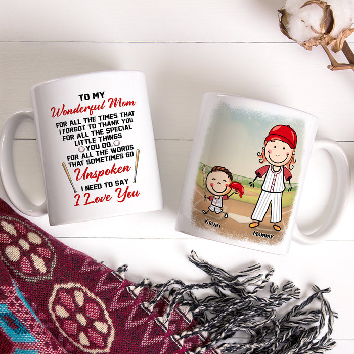 Personalized Ceramic Coffee Mug For Baseball Lovers To Mom Unspoken Funny Cute Kid PrintCustom Name 11 15oz Cup