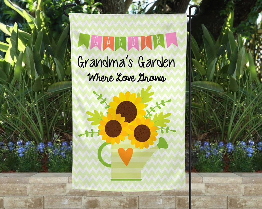 Personalized Garden Flag For Nana Grandma's Garden Where Love Grow Sunflower Custom Grandkids Name Welcome Flag Gifts