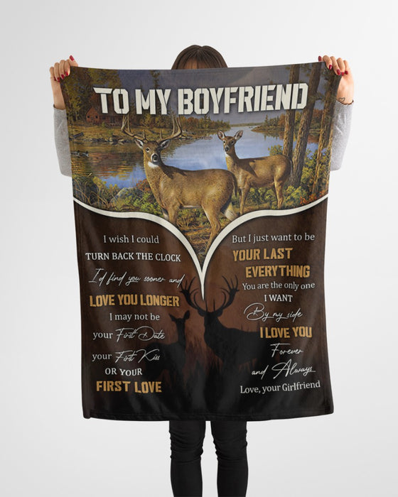 Personalized To My Boyfriend Blanket From Girlfriend Stream In The Forest Deer Couple Custom Name Gifts For Christmas