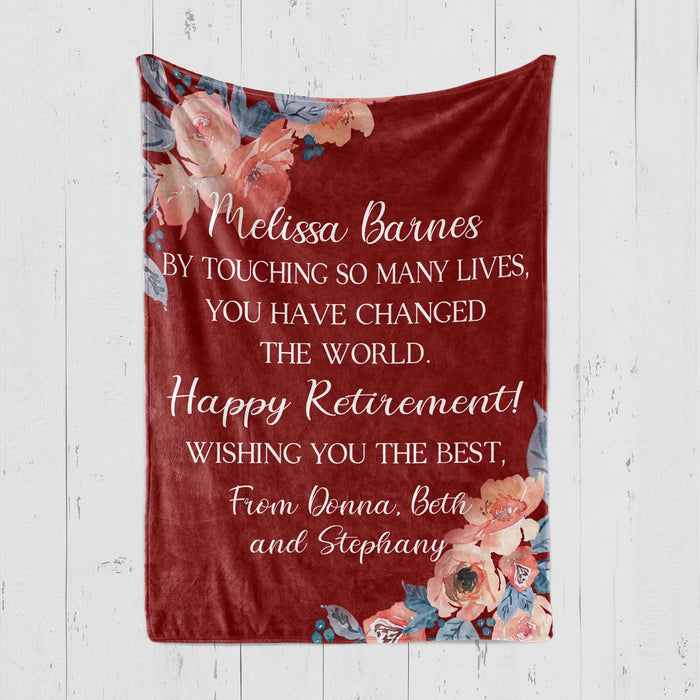 Personalized Retirement Blanket For Nurse Doctor You've Changed The World Floral Custom Name Gifts For Men Women