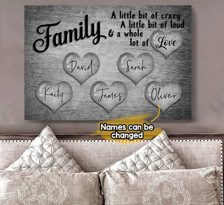 Personalized Multi Family Names Poster Canvas Family A Little Bit Of Crazy Horizontal Poster No Frame Full Size