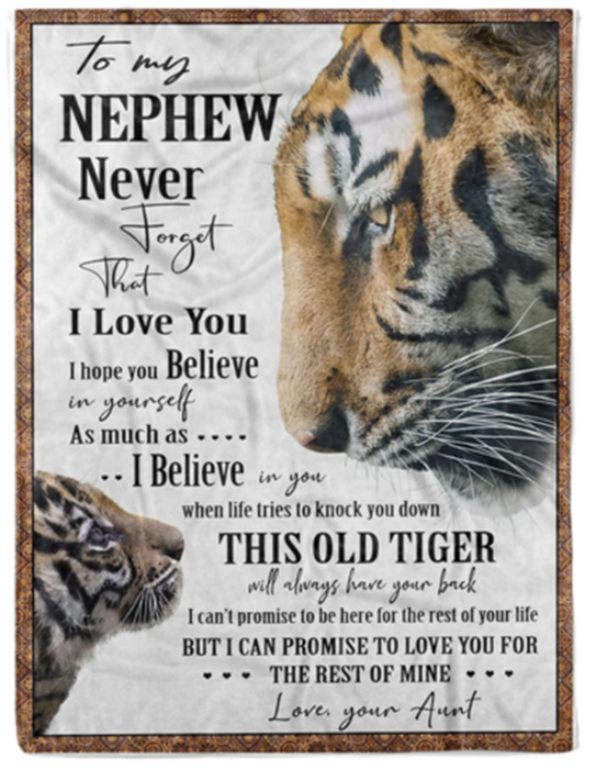 To My Nephew I Love You Love Tiger Aunt Full Printing Fleece Blanket