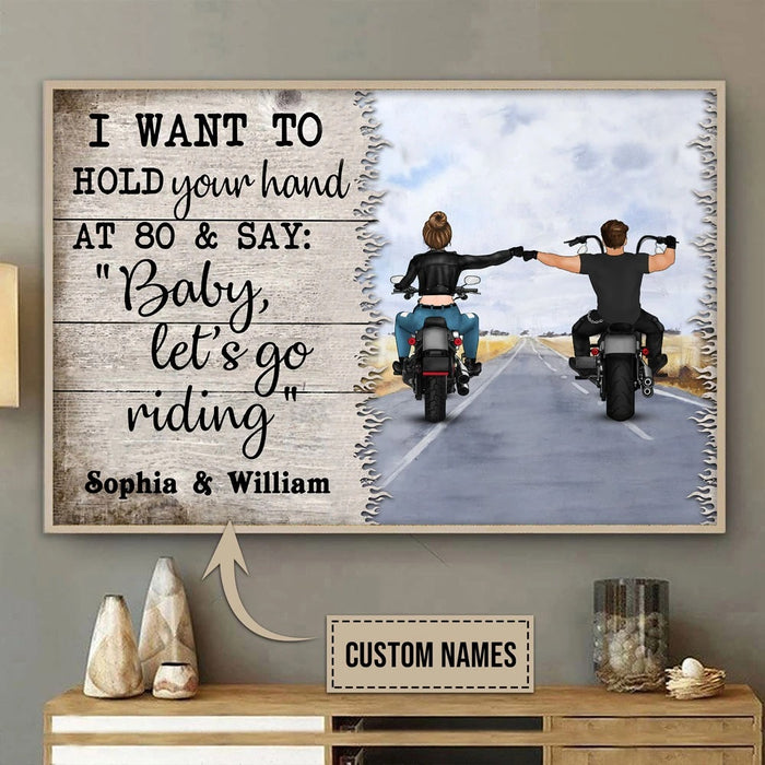 Personalized Poster Canvas For Couple Let's Go Riding Horizontal Poster No Frame