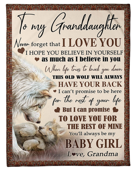 Personalized To My Granddaughter Blanket From Grandpa Grandma Vintage Wolves Believe In Yourself Custom Name Xmas Gifts