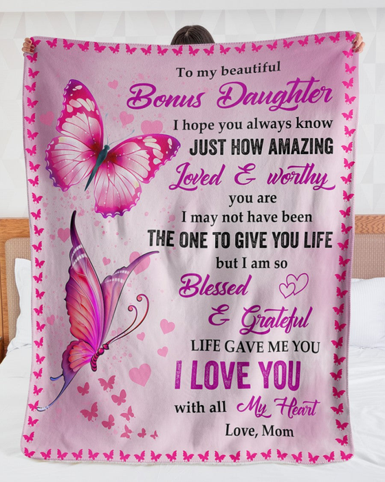 Personalized To My Stepdaughter Blanket From Step Mom Dad Hope You Always Know Butterflies Custom Name Birthday Gifts