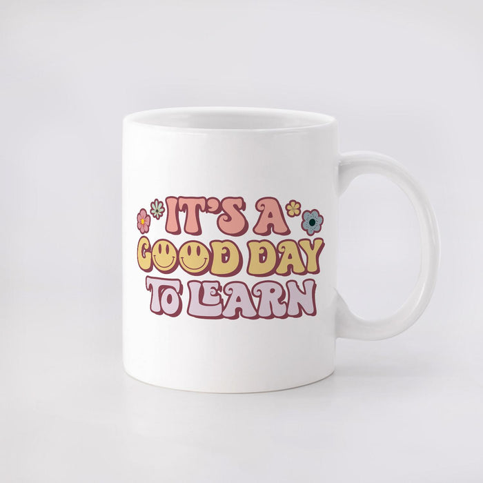 Novelty Ceramic Coffee Mug It's A Good Day To Learn Colorful Smiley Face Design 11 15oz Back To School Cup