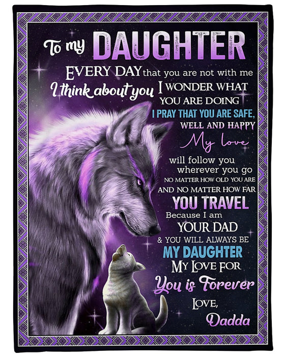 Personalized To My Daughter Blanket From Mom Dad Baby Wolf I Think About You Custom Name Gifts For Christmas