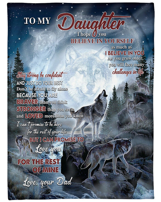 Personalized Blanket To My Daughter From Dad Just Do Your Best Vintage Wolves Print Galaxy Background Custom Name