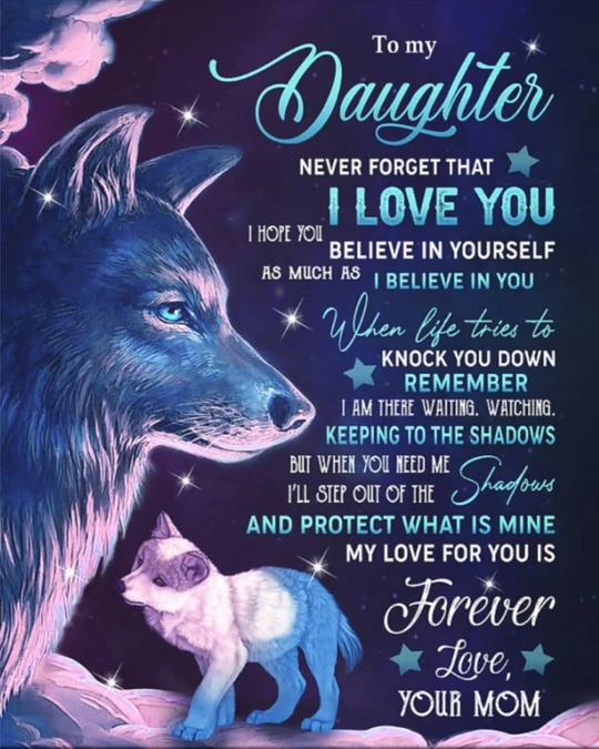 Personalized Wolves Blanket To My Daughter From Mom Never Forget That I Love You Old Wolf And Kid Print Custom Name