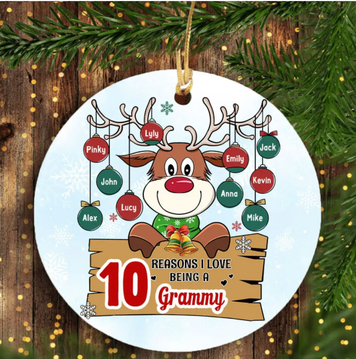 Personalized Ornament For Grandma From Grandkids Reindeer Reasons I Love Being Grammy Custom Name Gifts For Christmas