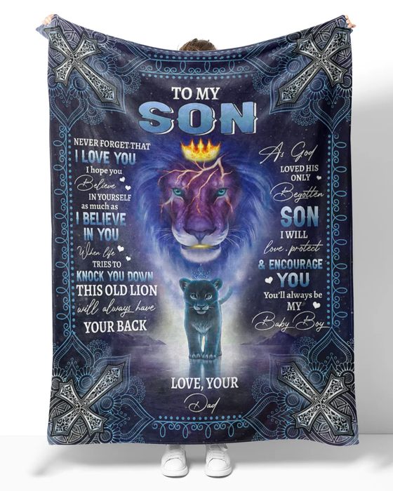 Personalized Mandala Blanket To My Son Jesus Lovers Lion With Crown Premium Blankets Custom Name