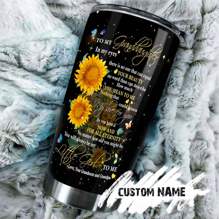 Personalized Tumbler To Granddaughter Gifts From Grandparents Nothing Lessen My Love Sunflower Custom Name Travel Cup