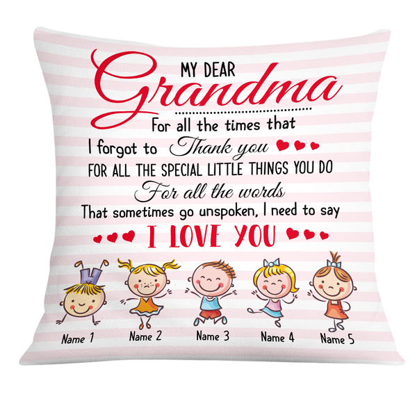 Personalized Square Pillow For Grandma For All The Words Unspoken Baby Custom Grandkids Name Sofa Cushion Birthday Gifts