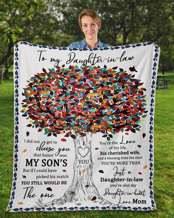 Personalized To Future Daughter In Law Blanket I Did Not Get To Choose You Colorful Tree Custom Name Gifts For Christmas