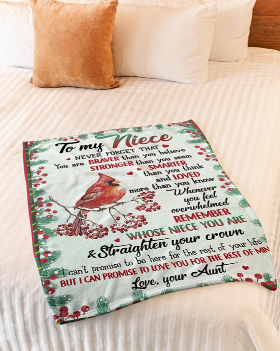 Personalized To My Niece Blanket From Aunt Uncle Never Forget You Are Braver Cardinal Custom Name Gifts For Christmas
