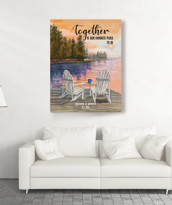 Personalized Canvas Wall Art For Couples Together Is Our Favorite Place To Be Custom Name Poster Prints Birthday Gifts