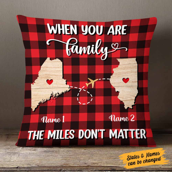 Personalized Square Pillow For Family Friends When You Are Family Red Plaid Custom Name Sofa Cushion Christmas Gifts