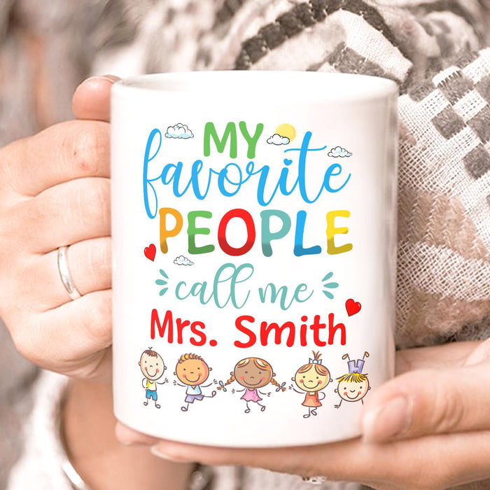 Personalized Ceramic Coffee Mug For Teacher My Favorite People Kids Printed Custom Name 11 15oz Back To School Cup