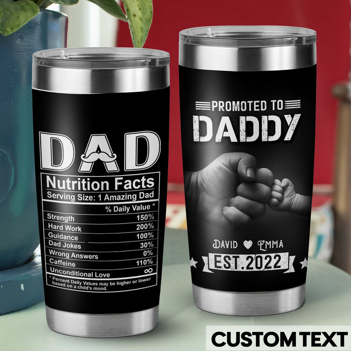 Personalized Tumbler For New Dad From Son Daughter Fist Bump Nutrition Custom Name Travel Cup Gifts For Birthday
