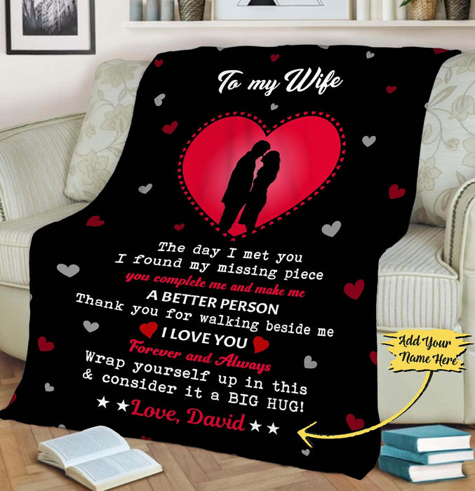 Personalized To My Wife Blanket From Husband Thank You For Walking Beside Me Romantic Couple & Heart Printed