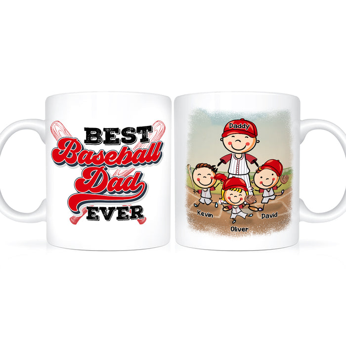 Personalized Ceramic Coffee Mug Best Baseball Dad Ever To Dad Funny Cute Funny Kids Print Custom Name 11 15oz Cup